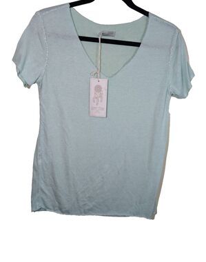 Sunny Studio Paris Top Knit Lightweight Short Sleeve Semi-Sheer Casual Medium